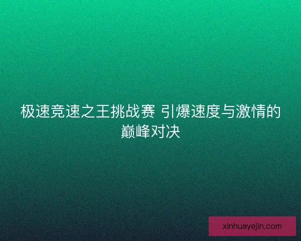 极速竞速之王挑战赛 引爆速度与激情的巅峰对决